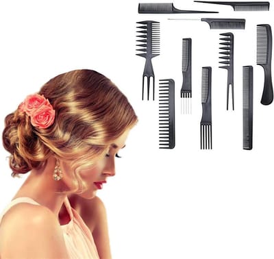 Stylingkamset van 10 professionele koolstofvezel haarknipkammen, salon, kapper, kapper, kammen