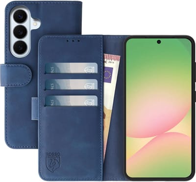 Rosso Element Geschikt voor Samsung Galaxy A56 | Wallet Book Case | Portemonnee Hoesje | 3 Pasjes | Magneetsluiting | Stand Functie | Blauw