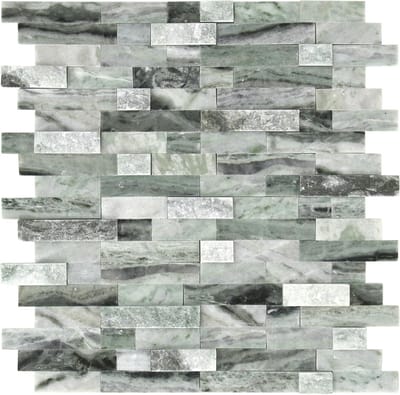 Zelfklevende Mozaïektegels - 3D Steen Tegels - Keuken Backsplash - Natuursteen met textuur - 12x11 Inch Vellen - Smaragd Groen
