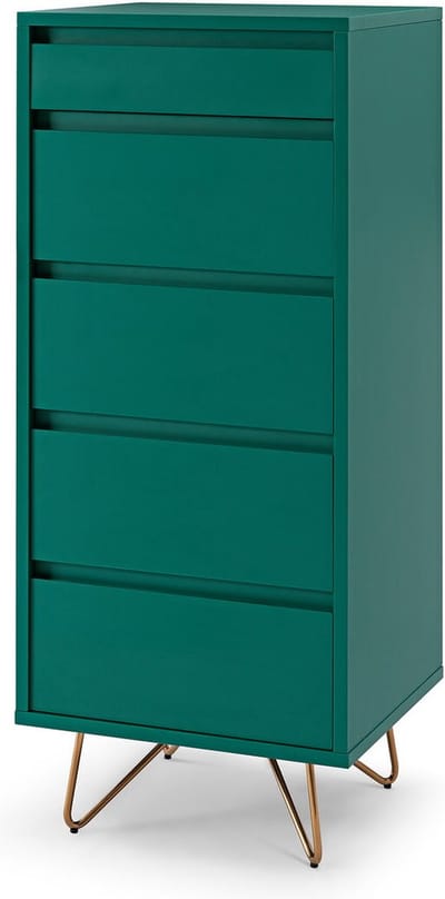 Ladekast Lucy Groen - MDF - Breedte 45 cm - Hoogte 110 cm - Diepte 40 cm - Met lades - Zonder deuren