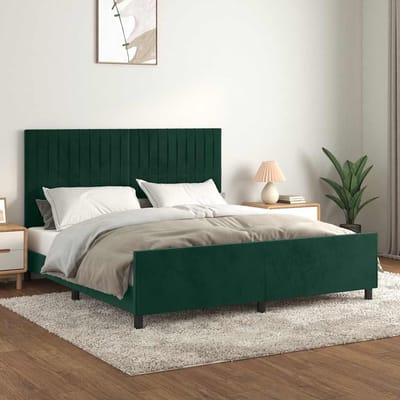 vidaXL - Bedframe - met - hoofdeinde - fluweel - donkergroen - 180x200 - cm