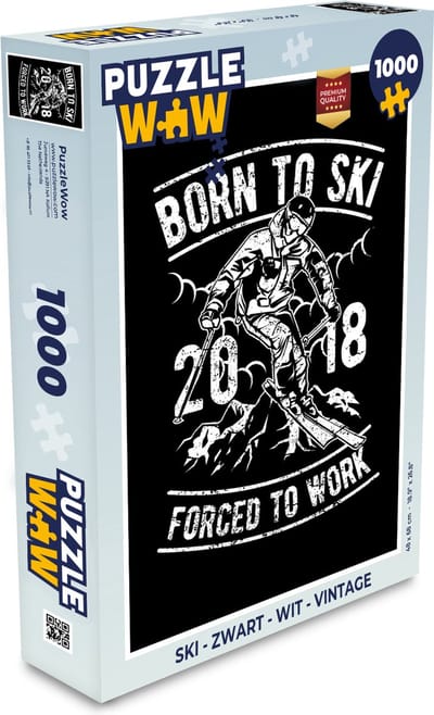 Puzzel Ski - Zwart - Wit - Vintage - Legpuzzel - Puzzel 1000 stukjes volwassenen