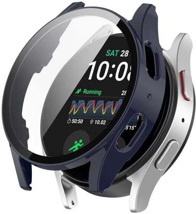 By Qubix - Hard case waterdicht - Donkerblauw - Geschikt voor Samsung Galaxy Watch 7 - 40mm