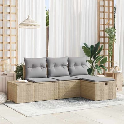 vidaXL - Tuinbank - Set - 4 - st - poly - rattan