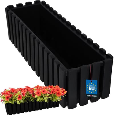 KOTARBAU® Balkonbak, Bloembak voor Balkon, Kunststof Balkonbak, 58 x 18 x 16 cm, Antraciet, Balkon Plantenbak, Rechthoekig, Weerbestendige Plantenbak
