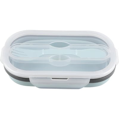 Voedselkwaliteit Silicone Opvouwbare Lunchbox Draagbare Rechthoekige Voedselbewaarcontainer (Blauw) gray