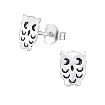 Aramat Jewels | Oorbellen | Tijdloze Geoxideerde Uiltjes Oorbellen 8x6mm | | | |6mm | Zilver | Kinderen | Verkleurd niet