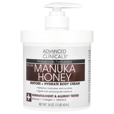 Advanced Clinicals, Miel de Manuka, Crème Corporelle Réparatrice + Hydratante, 16 oz (454 g) white