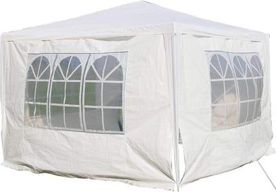 Tuinkamer Tent - Partytent Gazebo - Buitenfeesten Organiseren - Waterdicht PE Materiaal - 3 x 3 Meter - Wit