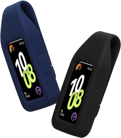 kwmobile 2x Clip Holders for Huawei Band 10 / 9 / 8 Clip On - Fitness Tracker Case Holder Replacement Set - TPU Silicone Tracker Holder for Sport - Black / Dark Blue