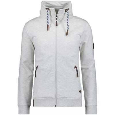 Ragman Vest High Neck Drawstring Sweat Cardigan Zip Grijs Melange / male