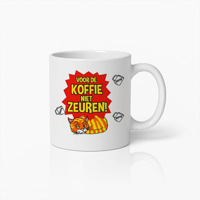 Grappige Koffiemok 330ml – “Voor de Koffie Niet Zeuren” – Humoristische Katten Koffiekop Cadeau voor Vrienden & Collega’s