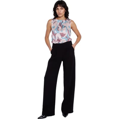 Vrouwelijke broek met hoge taille en plooien Nife