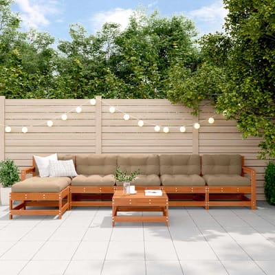 vidaXL - Tuin - loungeset - 7 - st - Wax - Bruin - Dennen - Massief - grenenhout