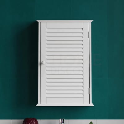 Famanu – Hangende badkamerkast met enkele deur compacte wandopslag wit