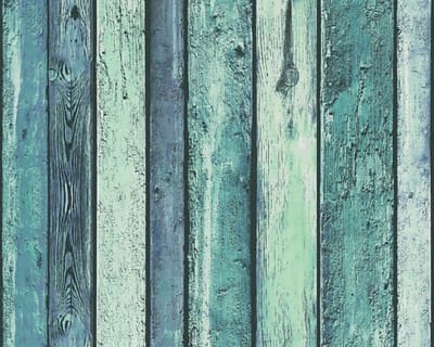 HOUTLOOK PLANKEN BEHANG - Blauw Groen - Industrieel behang - AS Creation Il Decoro