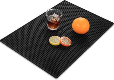 GELLDG Druppelmat - Barmat - Afdruipmat voor bestek - 45 x 30 cm - Barbenodigdheden - Antislip - Perfect voor bars, cafés, restaurants en thuiskeukens - Zwart