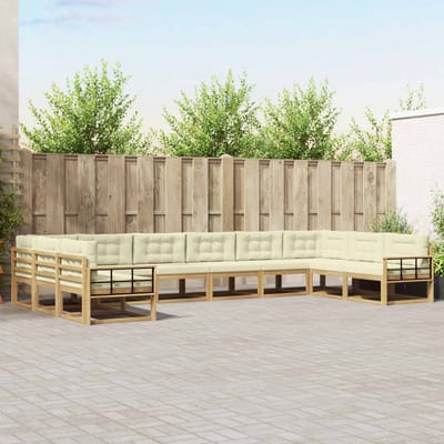 vidaXL - Buiten - bank - set - 10 - st - Wit - en - crèmekleurig