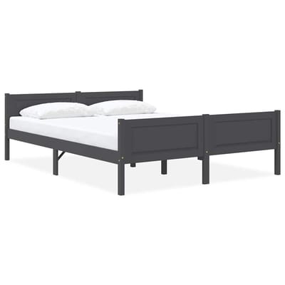 vidaXL - Bedframe - massief - grenenhout - grijs - 140x200 - cm