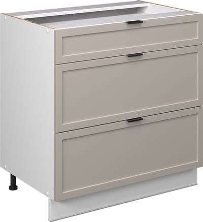 Vicco Fame-Line Keukenonderkast – 80 cm met 3 laden, zonder werkblad GrijsBeige