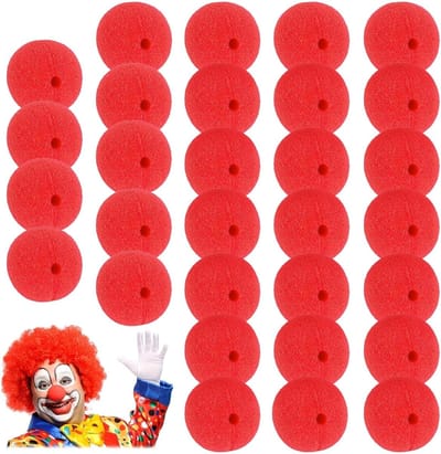 30 Stuks Rode Clown Neus - Clown Kostuum Accessoires voor Feestjes, Carnaval en Halloween (5cm)