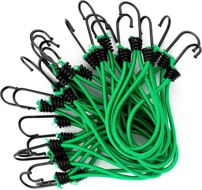 25x Universele Spanrubber met Haak - Bevestig Zeil, Banner, Tent, Trampoline en meer - Stevige Rubber Expander voor Trailer en Andere Toepassingen - Zwart