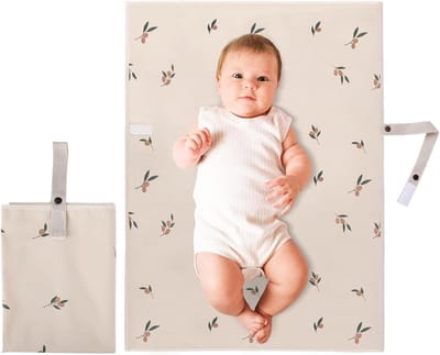 Draagbaar Verschoonkussen - Baby Aankleedkussen - Onderweg Luiers - Waterproof Vegan Leer - 50x70 cm - Olijftak