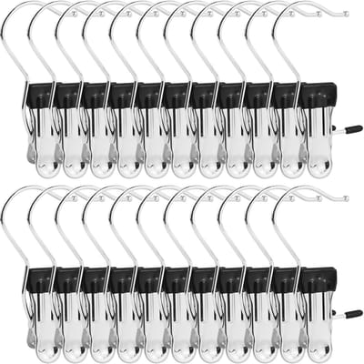 Wasknijpers, roestvrij staal, washaken, antislip, kledinghanger, clip, 360° draaibaar, laarsklemmen, laarzen, hangers, metalen klemmen voor broeken, schoenen, handdoek (zwart)