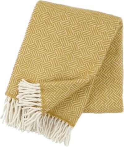 Klippan  - Plaid - Deken -   Samba - 100% Lamswol - geel-wit - 200 x 130 cm - wasbaar - duurzaam geproduceerd -