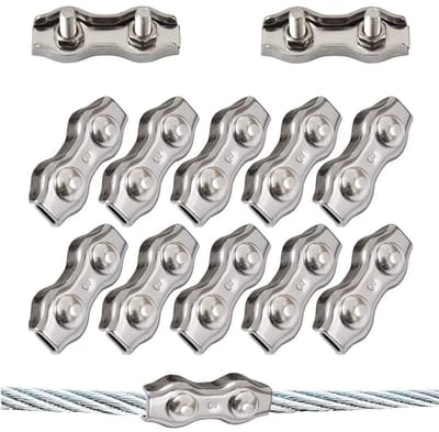 Dailygoods- Kabelklem 12 Stuks - Duplex Kabelklem 3 mm - Roestvrij Staal - Zilver - Voor Bootsport/Scheepsbouw - Gewicht 50 g - Staalklem