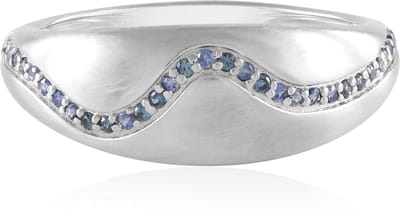 Cavill - Zilveren ring met blauwe saffier 0,192 ct - 925 Sterling Zilver geplatineerd - Ronde briljant geslepen pavé - Luxe dames ring uit Madagaskar