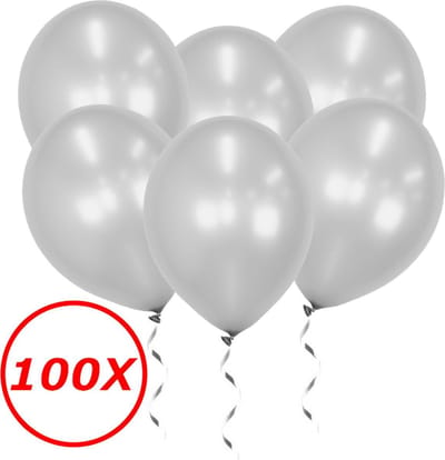 Zilveren Ballonnen Feestversiering Verjaardag 100st Metallic Zilver Ballon