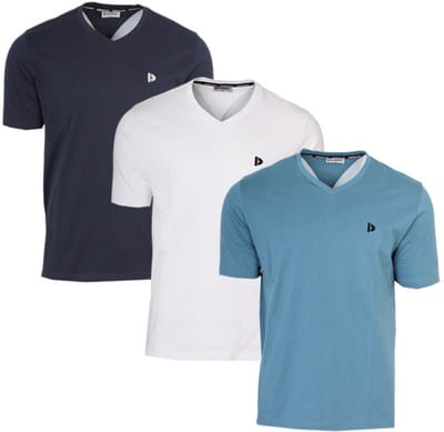3-Pack Donnay - T-shirt (Berno) - Sportshirt - V-hals shirt - Heren - Navy/White/Light Denim blue (755) - maat XXL