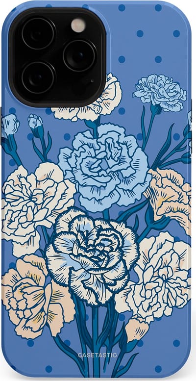 Casetastic hoesje geschikt voor Apple iPhone 13 Pro Max - MagSafe - Dubbellaagse bescherming - Anjer boeket - Fashion Case - Lavendel Lichtblauw Zilver