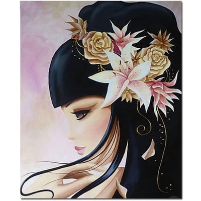 DIY Diamond Painting Japanse vrouw volledige ronde boor borduurwerk meisje kruissteek 20X30CM gray