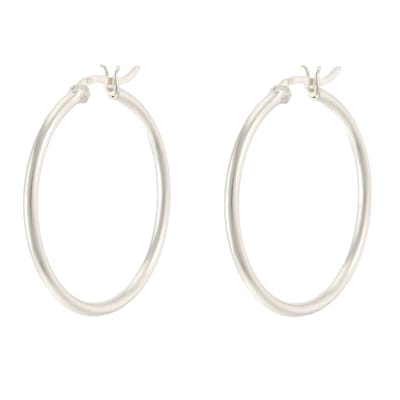 Behave - Oorringen - 925 Sterling Zilver - Ronde buis - 30 mm - hefboomsluiting