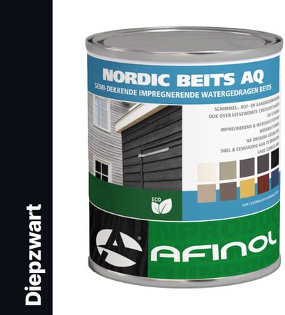 Afinol Nordic Beits AQ Diepzwart 750 ml - Impregnerend - Buiten Beits - Tuin Beits - Scandinavische look - in 11 Populaire Kleuren
