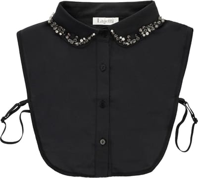 Lajetti - Los Kraagje Zwart met Steentjes - Ronde Kraag - Blouse Kraagje Dames