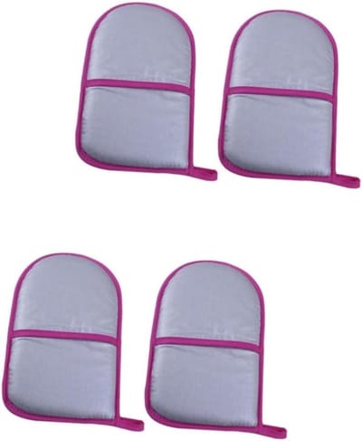 Strijkhandschoenen - Ovenwanten - Bescherming bij strijken - Hittebestendig katoen - 4 Stuks - Zilver en roze