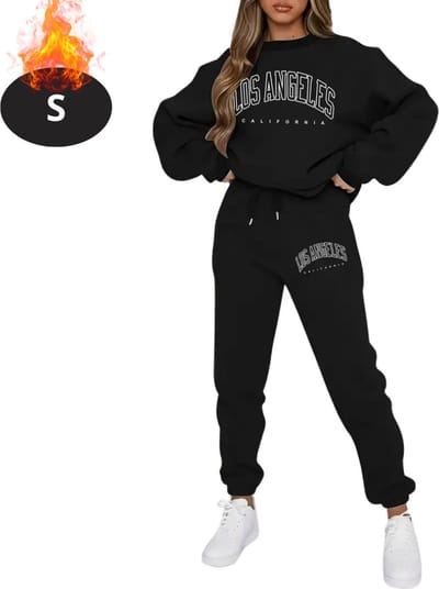 Nivard Joggingpak - Huispak - Volwassenen - Trainingspak - Comfortabel - Joggingsbroek - Tracksuit - Dames - Winter - Zwart - S
