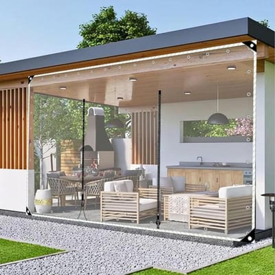 Buiten Doorzichtig Zeildoek Gordijn Met Ritssluiting,0,5mm Pvc Dekzeil Met Oogjes,Waterdichte Transparante Dekzeil Zijpanelen Voor Gazebo Pergola Veranda Carport,Aanpasbaar,W×H-3.6×2m(11.8 * 6.6ft)