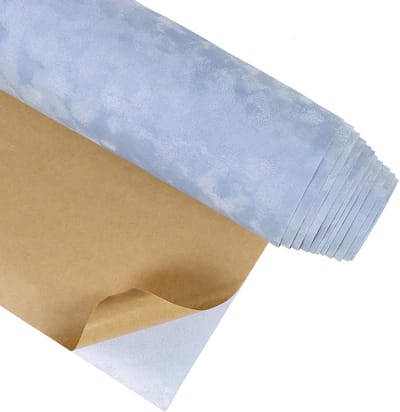 Lichtblauw Zelfklevend Fluweel Behang Vlokken Doek 30x200cm voor Kast en Meubels