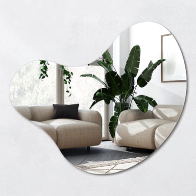Wallfluent Spiegel - Bijzondere vorm Spiegel - 48,3 x 47,9 cm - Onregelmatige Spiegel - Woonkamerspiegel - Badkamerspiegel - Gang - Wandspiegel - Frameloze - Minimalistische spiegel - Natuurlijk Design Spiegel - Hangspiegel