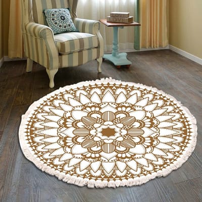 aladdien - Vintage Boho katoenen tapijten - Mandalapatroon - Wasbaar en handgeweven - 80 cm - Vloermat voor woonkamer - Bloemen #35