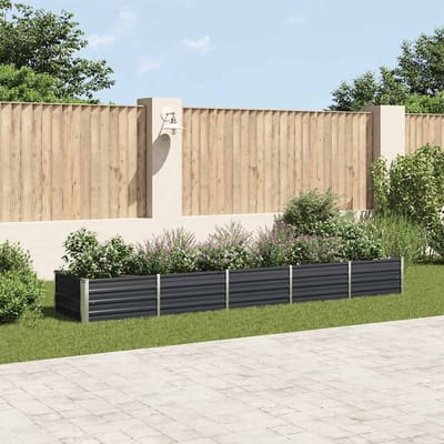 vidaXL - Plantenbak - verhoogd - 400x80x45 - cm - gegalvaniseerd - staal - antraciet