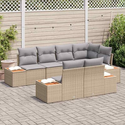 vidaXL - Tuinbank - Set - 7 - st - 7-Aantal - zitplaatsen - Beige - en - Lichtgrijs