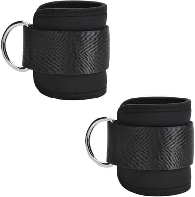Allecto - Enkelbandjes - Voetlussen - Beentrainingsapparaat - Zwart - Voetriemen - Voor fitness en training - D-ring voetmanchetten