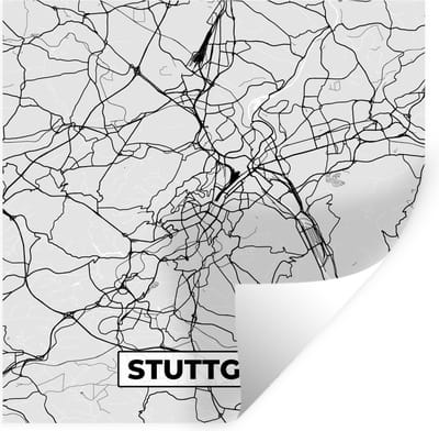 Muurstickers - Sticker Folie - Duitsland - Stadskaart - Plattegrond - Stuttgart - Kaart - 100x100 cm - Plakfolie - Muurstickers Kinderkamer - Zelfklevend Behang XXL - Zelfklevend behangpapier - Stickerfolie
