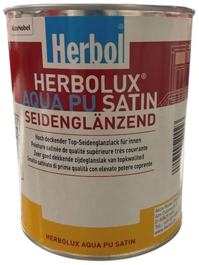 Herbol Herbolux Aqua Pu Satin - Watergedragen PU zijdeglanslak van topkwaliteit - Hout en diverse ondergronden - 1 L - RAL 9010 Pure White ( gebrokenwit)