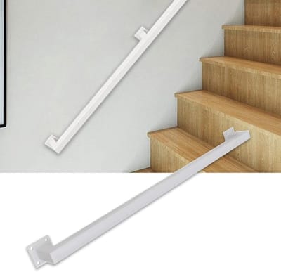 Trapleuning Set - Muurbeugels Leuning - Veiligheid Binnen - Metaal Smeedijzer - 420cm - Wit